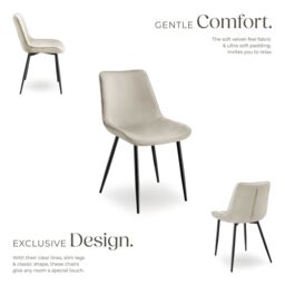 tectake Dining Chair Monroe Set Of 6 - Cream - Size: 6 Pack - thumbnail 3