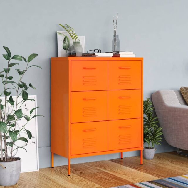 Berkfield Home Drawer Cabinet Orange 80x35x101.5 cm Steel - image 1
