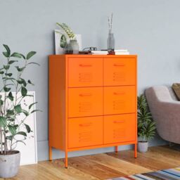 Berkfield Home Drawer Cabinet Orange 80x35x101.5 cm Steel - thumbnail 1