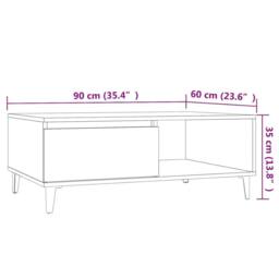 Berkfield Home Coffee Table Sonoma Oak 90x60x35 cm Engineered Wood in Brown - Size: 90 x 60 x 35 cm - thumbnail 9