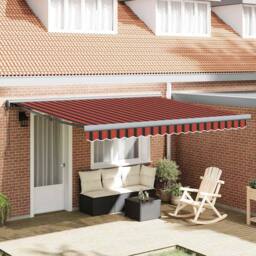 Berkfield Home Manual Retractable Awning with LED Orange & Brown 350x250 cm - thumbnail 2