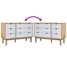 Berkfield Home Drawer Cabinet OTTA Brown&White 111x43x73.5cm Solid Wood Pine - Size: 111x43x73.5 cm - thumbnail 7
