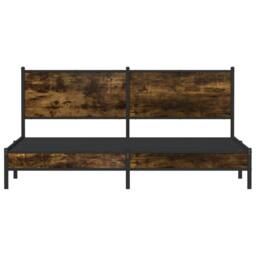 Berkfield Home Metal Bed Frame without Mattress Smoked Oak 160x200 cm in Brown - thumbnail 5