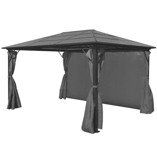 Berkfield Home Gazebo with Curtain Anthracite Aluminium 400x300 cm in Dark Grey - image 1