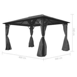 Berkfield Home Gazebo with Curtain Anthracite Aluminium 400x300 cm in Dark Grey - thumbnail 5