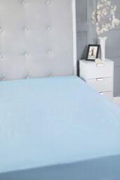 Snug City Fitted Sheet Polycotton Plain Dyed Extra Deep 25cm Bed Linen in Light Blue - Size: Super King - thumbnail 3