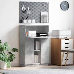 Berkfield Home Modern Concrete Grey Desk Concrete grey Engineered wood Standard - thumbnail 2
