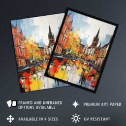 Artery8 Glasgow Cityscape Vibrant Oil Painting Red Yellow Autumn In Scotland Large Wall Unframed Art Poster Print Thick Paper 18X24 Inch - thumbnail 2