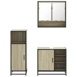 Berkfield Home Durable 3 Piece Bathroom Furniture Set Sonoma Oak Engineered Wood in Light Brown - thumbnail 5