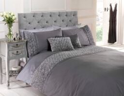 Rapport Home Limoges Polycotton Floral Duvet Cover Set with Pillowcase in Grey - Size: Single