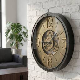 Wyld and Coco Heritage Vintage Gear Wall Clock 50 cm Black Synthetic Frame - thumbnail 1