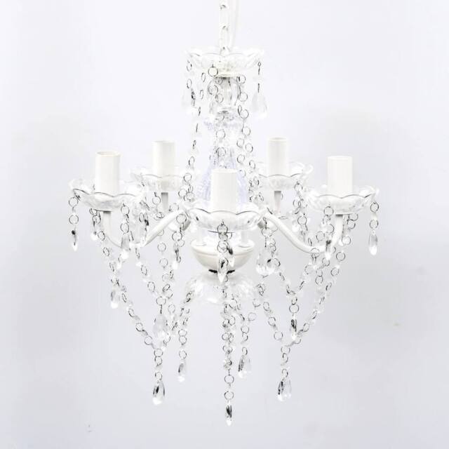 Berkfield Home Chandelier 5 Bulbs Transparent in White - image 1