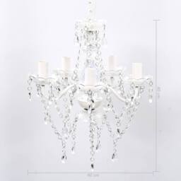 Berkfield Home Chandelier 5 Bulbs Transparent in White - thumbnail 9