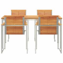 Berkfield Home Modern 5 Piece Garden Dining Set Solid Wood Acacia in Brown - thumbnail 7