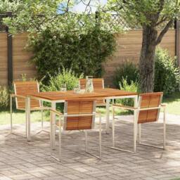Berkfield Home Modern 5 Piece Garden Dining Set Solid Wood Acacia in Brown - thumbnail 2