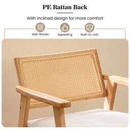 VOGREX Natural Mid-Century Lounge Chair with Rattan Back - thumbnail 4