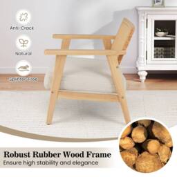 VOGREX Natural Mid-Century Lounge Chair with Rattan Back - thumbnail 3