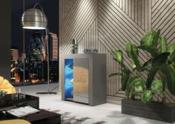 Creative Furniture Serene Sideboard 83cm - A Compact & Elegant Cabinet with Gloss Doors & LED Lights in Dark Grey - thumbnail 3