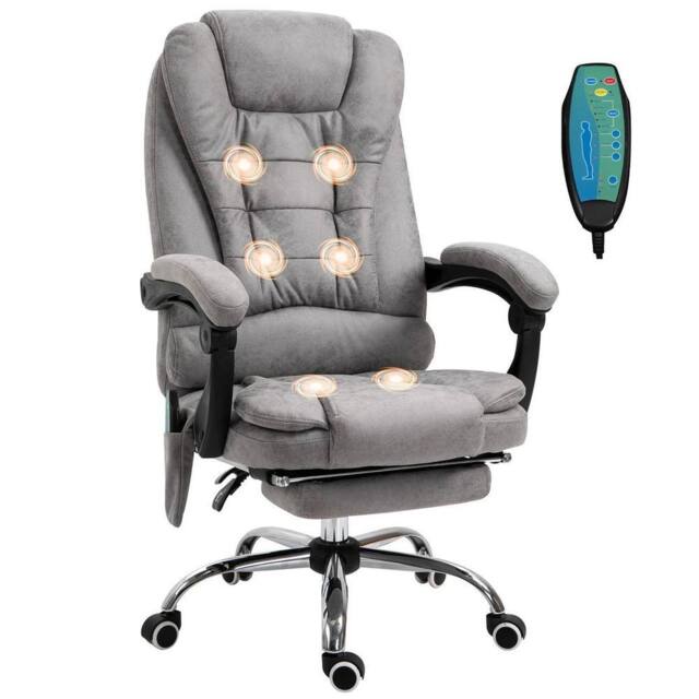 NESTLUNE Heated 6 Points Vibration Massage Executive Office Chair Grey - Size: 100 cm x 15 cm - image 1