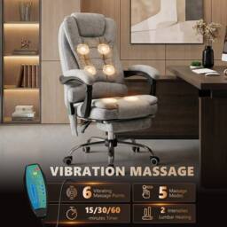 NESTLUNE Heated 6 Points Vibration Massage Executive Office Chair Grey - Size: 100 cm x 15 cm - thumbnail 5