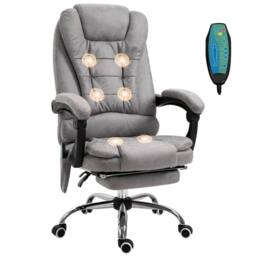 NESTLUNE Heated 6 Points Vibration Massage Executive Office Chair Grey - Size: 100 cm x 15 cm