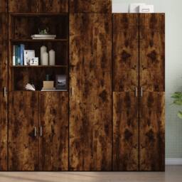 Berkfield Home Highboard Smoked Oak 50x42.5x185 cm Engineered Wood in Brown - thumbnail 2