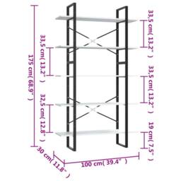Berkfield Home 5-Tier Book Cabinet White 100x30x175 cm Engineered Wood - Size: 100 x 30 x 175 cm - thumbnail 6