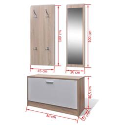 Berkfield Home Oak & White 3-in-1 Wooden Shoe Cabinet Set in Brown - thumbnail 8