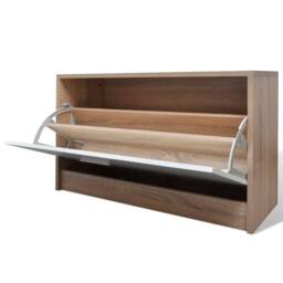 Berkfield Home Oak & White 3-in-1 Wooden Shoe Cabinet Set in Brown - thumbnail 7