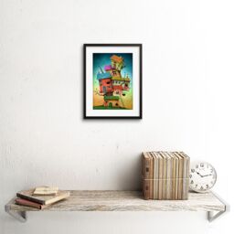 "Artery8 Wall Art Print Treehouse Cute Art Framed 9x7 inch in Black - Size: W7"" x H9""" - thumbnail 2