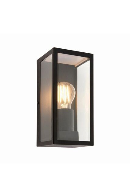 Netlighting Oxford Outdoor Wall Matt Black Paint & Clear Glass 1 Light Dimmable IP44 E27 - image 1
