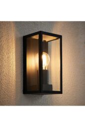 Netlighting Oxford Outdoor Wall Matt Black Paint & Clear Glass 1 Light Dimmable IP44 E27 - thumbnail 5
