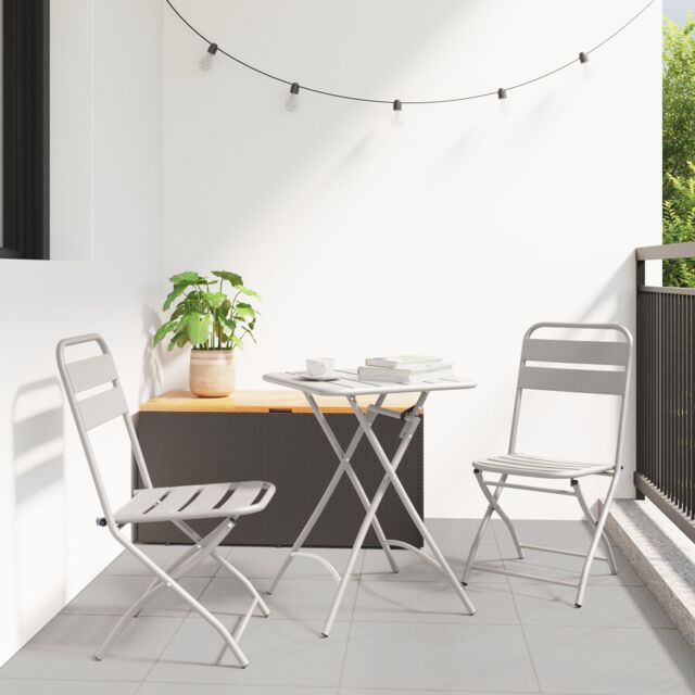 Berkfield Home 3-Piece Folding Bistro Set in Beige Steel - image 1