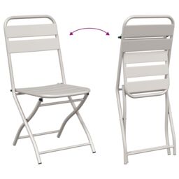 Berkfield Home 3-Piece Folding Bistro Set in Beige Steel - thumbnail 9