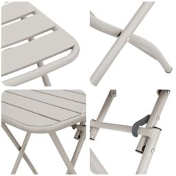 Berkfield Home 3-Piece Folding Bistro Set in Beige Steel - thumbnail 8