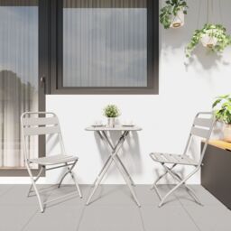 Berkfield Home 3-Piece Folding Bistro Set in Beige Steel - thumbnail 4