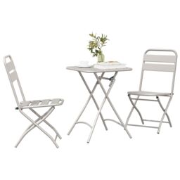Berkfield Home 3-Piece Folding Bistro Set in Beige Steel - thumbnail 3