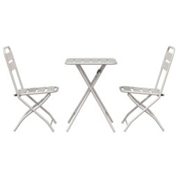 Berkfield Home 3-Piece Folding Bistro Set in Beige Steel - thumbnail 7