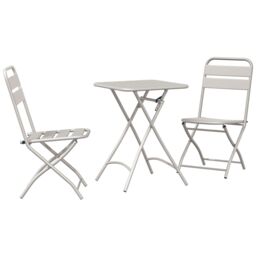 Berkfield Home 3-Piece Folding Bistro Set in Beige Steel - thumbnail 2