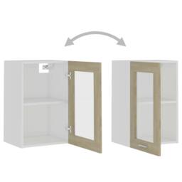 Berkfield Home Hanging Glass Cabinet Sonoma Oak 40x31x60 cm Engineered Wood in Brown - Size: 40 x 31 x 60 cm - thumbnail 6