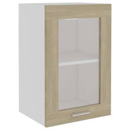 Berkfield Home Hanging Glass Cabinet Sonoma Oak 40x31x60 cm Engineered Wood in Brown - Size: 40 x 31 x 60 cm - thumbnail 2