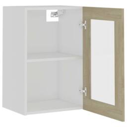 Berkfield Home Hanging Glass Cabinet Sonoma Oak 40x31x60 cm Engineered Wood in Brown - Size: 40 x 31 x 60 cm - thumbnail 5