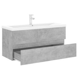Berkfield Home Sink Cabinet with Built-in Basin Concrete Grey Engineered Wood - thumbnail 6