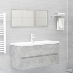 Berkfield Home Sink Cabinet with Built-in Basin Concrete Grey Engineered Wood - thumbnail 3