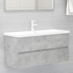 Berkfield Home Sink Cabinet with Built-in Basin Concrete Grey Engineered Wood - thumbnail 1