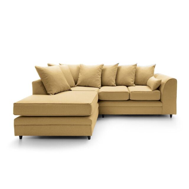Abakus Direct Darcy Corner Sofa Left Hand Facing in Smart Linen Fabric in Mustard - image 1