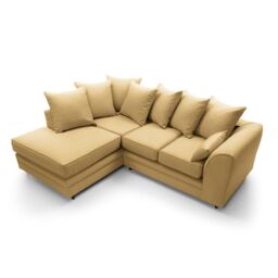 Abakus Direct Darcy Corner Sofa Left Hand Facing in Smart Linen Fabric in Mustard - thumbnail 3