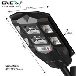 ENER-J 70W Solar Streetlights 6500K with 6V 8W Solar Panel & 6000 mAh Battery & Remote in White - thumbnail 6