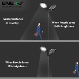 ENER-J 70W Solar Streetlights 6500K with 6V 8W Solar Panel & 6000 mAh Battery & Remote in White - thumbnail 5