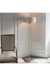 Netlighting Highclere Base & Shade Floor Lamp Brushed Chrome Plate Natural Linen in Grey - thumbnail 2